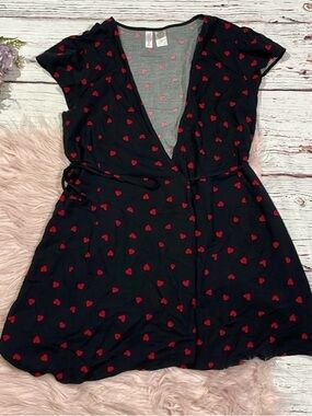 Beach Bunny Black Mini Dress with Red Heart Print Size M